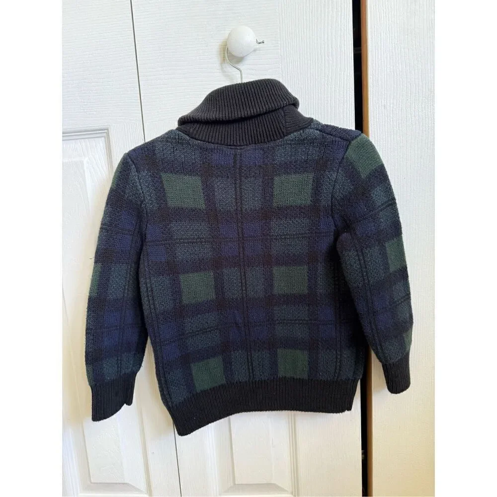 GAP 3T Boys Plaid Shawl Collar Sweater